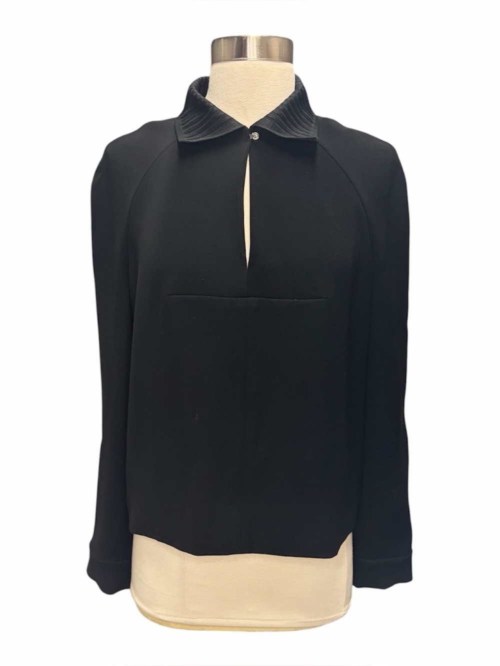 Balenciaga Knit Collar Silk Blouse